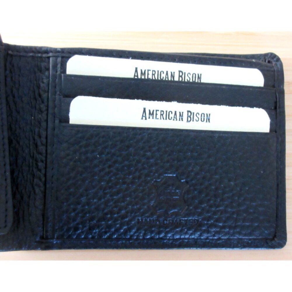 American Bison Buffalo Nickel 2 Tone Rodeo Bifold Leather Wallet Black Brown NEW - Picture 6 of 7